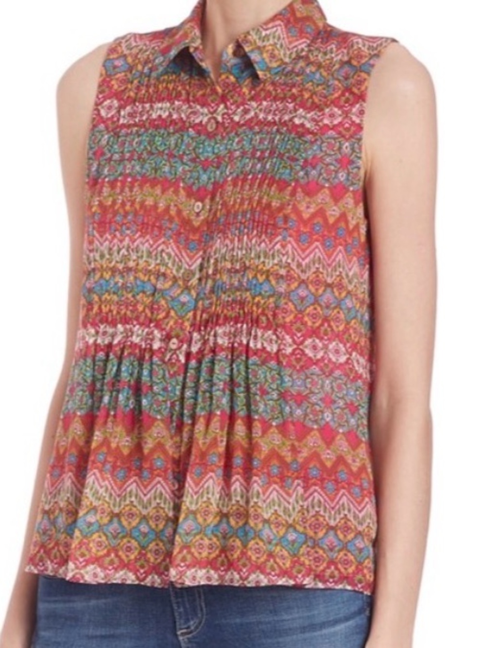 NWOT DVF Diane von Furstenberg Blakely Coromandel 100% Silk Pleated Top Blouse